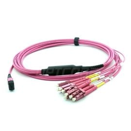 MTP® Female to 4xLC Duplex 50/125 Multimode OM4 Fiber Optic Harness Cable, Polarity B, LSZH