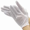Lint Free Antistatic ESD Polyester Stripe Gloves for Cleanroom, White, 10-Pair_500