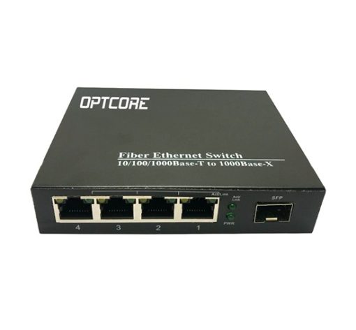 4 Port 10/100/1000Base-T RJ45 Ethernet to 1000Base-FX SFP Fiber Media Converter