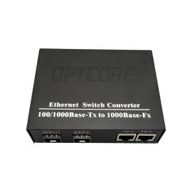 2-Port 10/100/1000Base-T RJ45 Ethernet + 2-Port 1000Base-FX SFP Fiber Media Converter