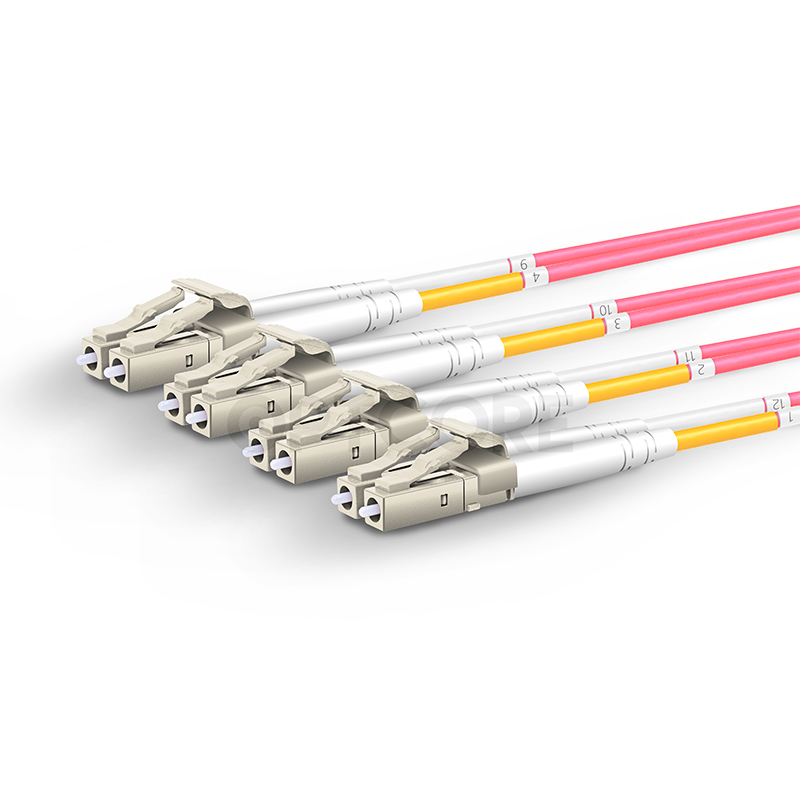 MPO Female to 4xLC Duplex 50/125 Multimode OM4 Fiber Optic Harness Cable, Polarity B, LSZH - Image 4
