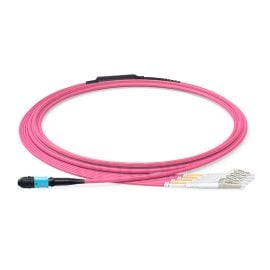 OM4 MPO Female to 4x LC Duplex Breakout Cable, 8 Fiber, Type B, LSZH