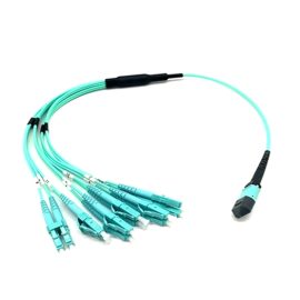 MPO to 6 LC Duplex Fiber Breakout Cable, 12 Fiber, 50/125 Multimode OM3, Female, Type A, LSZH