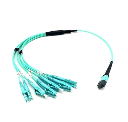 MPO to 6 LC Duplex Fiber Breakout Cable, 12 Fiber, 50/125 Multimode OM3, Female, Type A, LSZH