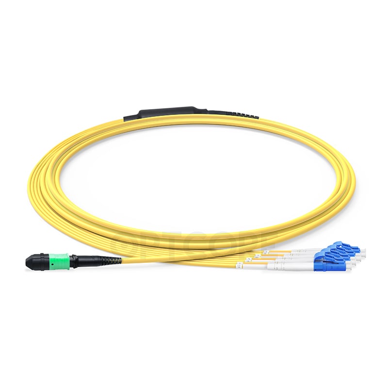 MPO Female to LC Fiber Breakout Cable, 8 Fiber 9/125 Singlemode OS2, Type B, LSZH