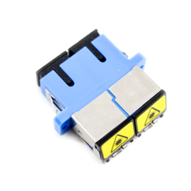 Shuttered SC UPC Duplex Singlemode Plastic Fiber Adapter, With Flange