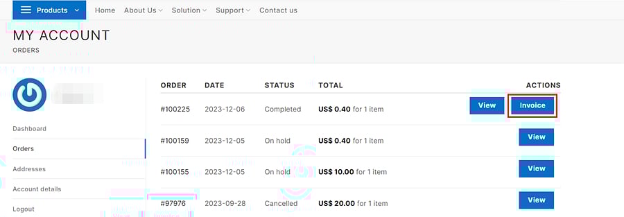 how to get invoice from Optcore