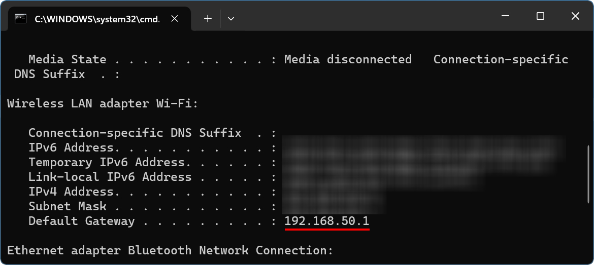 how to find router IP address on Windows